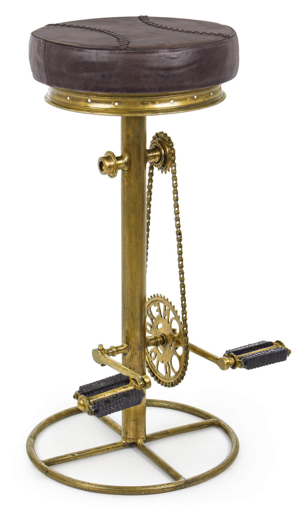 prezzo Barhocker H80 cm aus Stahl Sitz aus echtem Leder Cycle Gold