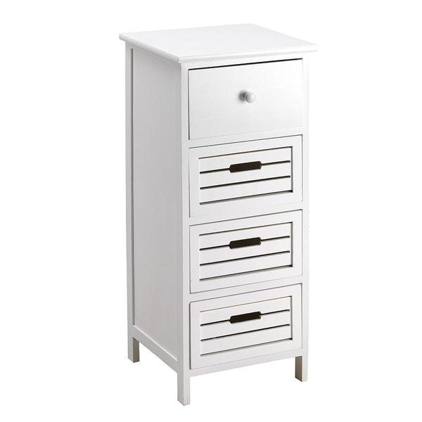 sconto Kommode mit 4 Schubladen aus Fadi White Paulownia-Holz