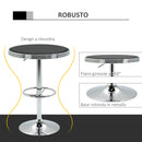Tavolino da Bar Ø65x66-90 cm in Metallo e Similpelle Nero
