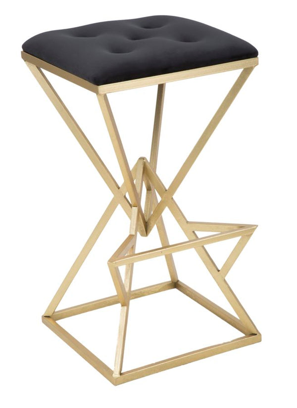 Piramid Barhocker 40x40x75 cm in Eisen und Gold und schwarzem Glas sconto