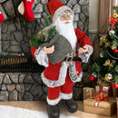 Pupazzo Babbo Natale H90 cm con Luci e Suoni Rosso e Grigio