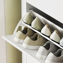 Scarpiera Slim 80x24x131 cm con 3 Cassetti e Ripiani Regolabili per 21 Paia di Scarpe in Pannello di Particelle Bianco      