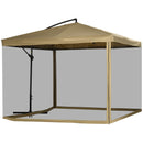 Ombrellone da Giardino a Braccio Inclinabile 295x295x260 cm Apertura a Manovella e Zanzariera Beige   