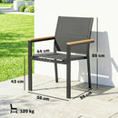 Set 2 Sedie Giardino Impilabili 56x55x85 cm con Seduta e Schienale Imbottiti in Alluminio e Texteline Grigio Scuro      