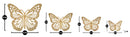 Set 4 Farfalle Decorative 3D da Muro in Ferro Oro