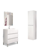 Mobile da Bagno a Terra con Lavabo 100 cm e Specchio Bali Light Bianco Frassino      