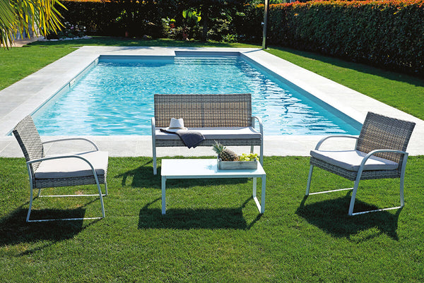 Gartengarnitur Sofa 2 Sessel und Couchtisch aus Epoxideisen Vorghini Varenna prezzo