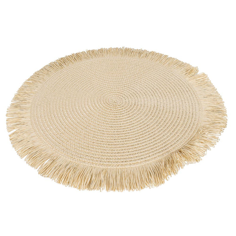 Set 4 Tovagliette con Frange Ø38x0,3 cm  in Carta effetto Juta VdE Tivoli 1996 Shades of Chocolate