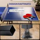 Tavolo da Ping Pong Pieghevole per Interni 274x152,5x75,5 cm con Ruote Girevoli Rete Racchette e Palline Blu      