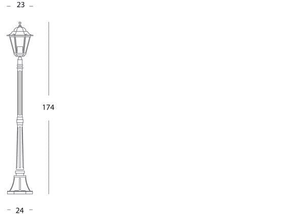 Lampada Palo per Giardino Medio Colore Nero per Esterno Linea Esagonale Sovil