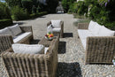 Set Salotto da Giardino 2 Poltrone Tavolino Divano in Rattan Manila Grigio