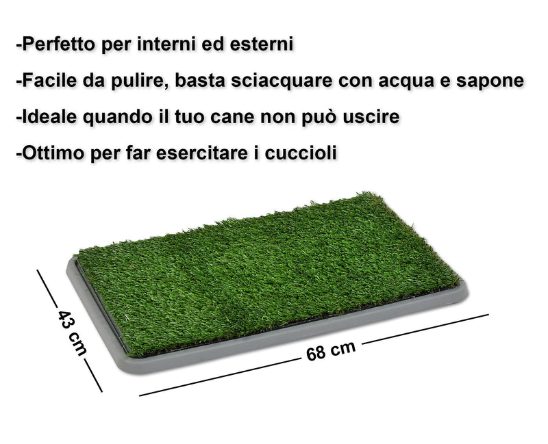 Lettiera per Animali 68x43x5 cm in Erba Sintetica 3 Strati Potty Patch