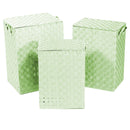 Set 3 Ceste Portabiancheria in poliestere verde chiaro foderato rettangolare 