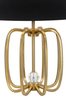 Lampada da Tavolo Glam Ball Ø38x62 cm in Ferro Plastica e Poliestere Nero e Oro