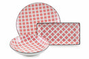 Servizio Piatti 18 Pezzi in Gres Villa d'Este Home Tivoli Confusion Rosso e Bianco