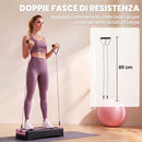 Stepper Fitness Regolabile su 2 Livelli 66x28x16 cm con 2 Bande di Resistenza Capacità 120 kg in ABS Rosa e Nero      