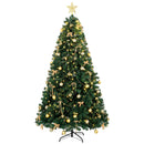 Albero di Natale Artificiale Ø100x180 cm con 240 Luci LED 755 Rami in PVC Stella Palline e Fiocchi Verde      