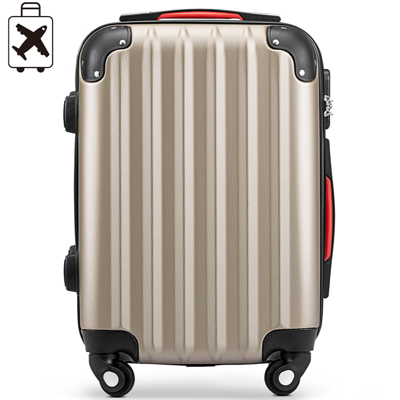 Set 3 Valigie Trolley Rigide da Viaggio Easy Roll Angoli Rinfornzati in ABS Champagne  