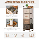 Cassettiera 4 Cassetti Pieghevoli 31x29x99 cm in Tessuto e Struttura in Legno e Metallo Multicolore      