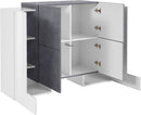 Credenza con 6 Ante 130x45x100 cm Pillon High 2A 4A Bianco Lucido/Report Grigio  