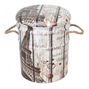 Set 2 Pouf Contenitore Tondo in MDF Torre Eiffel