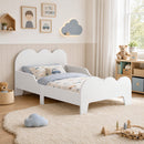 Letto Montessori per Bambini 3-8 Anni 143,5x74,5x56 cm con Sponde Anti-Caduta a Forma di Nuvola in MDF Bianco      