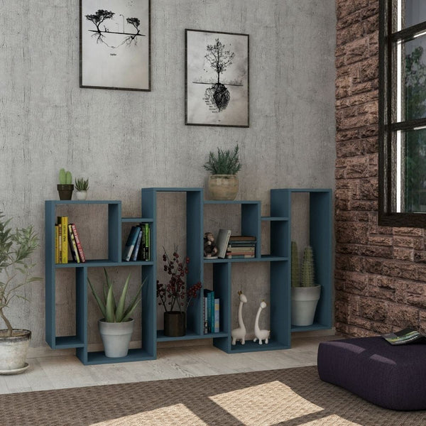 Libreria orizzontale bifacciale 96x25,5x168,5 cm turchese sconto