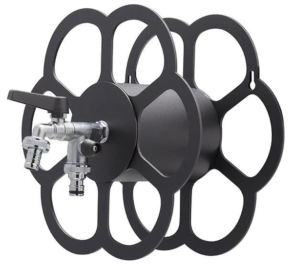 online Belfer 42/FR Wandschlauchhalter aus Metall in Anthrazit mit doppeltem Auslaufhahn