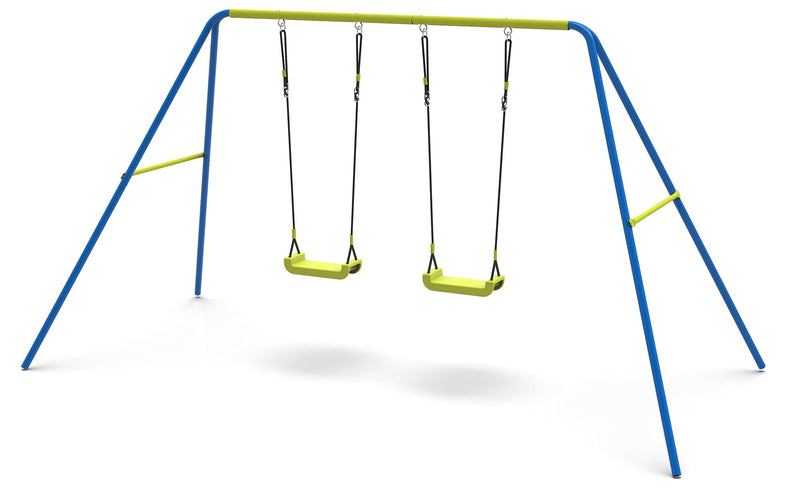 Altalena 2 Posti da Esterno 295x170x180 cm in Acciaio Blu e Gialla