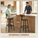 Set 2 Sgabelli da Bar Stile Rustico 37x47x96 cm con Poggiapiedi in Legno e Metallo Marrone      