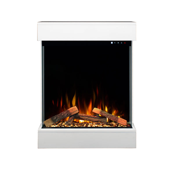 Caminetto Elettrico da Pavimento Autoportante Calliope Effetto Fuoco e Telecomando con Cornice in Legno MDF Bianco prezzo