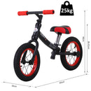 Bicicletta Pedagogica per Bambini 10" Senza Pedali  Nera e Rosso