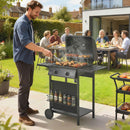 Barbecue a Gas 99x56x95 cm 2 Bruciatori Tavolini Laterali Vassoio Raccogli Grassi in Metallo e Acciaio Nero      