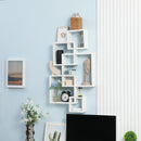 Libreria Moderna Sospesa con 5 Cubi Intrecciati 49,5x10,2x86 cm in Legno Bianco