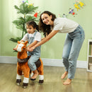 Cavallo a Dondolo per Bambini 3+ Anni 70x28x70 cm con Suoni Realistici e Pedale in Poliestere e PP Marrone      
