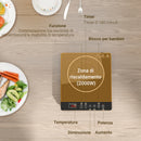 Piastra a Induzione 31x27x4,2 cm Potenza e Temperatura Regolabile con Pannello Touch in Plastica e Vetro Nero  