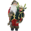 Statuina Babbo Natale Addobbo Statuetta 60 cm Vestiti in Tessuto e Sacco Natalizio