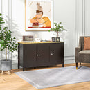 Mobile Contenitore 120x40x70 cm con 2 Armadietti a 2 Ripiani Regolabili su 3 Altezze in MDF Nero e color Legno      