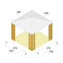 Gazebo da Giardino in Legno 3x3m con Copertura in PVC Taini Fox Pocket Salvia