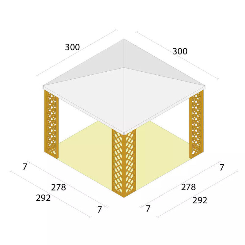 Gazebo da Giardino in Legno 3x3m con Copertura in PVC Taini Fox Pocket Noce