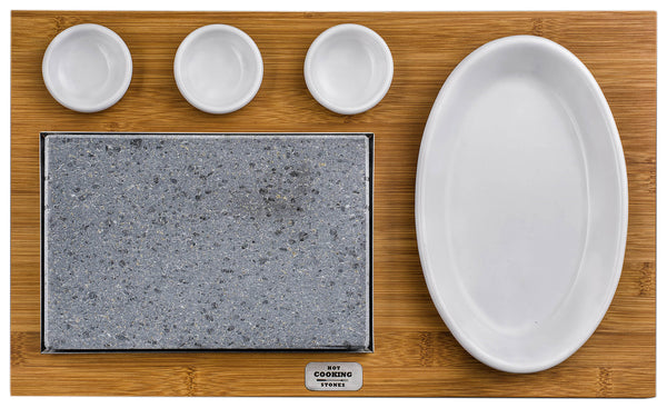 prezzo Lavastein 19 x 13 cm mit klassischer Salatschüssel aus Bambus und Holzständer