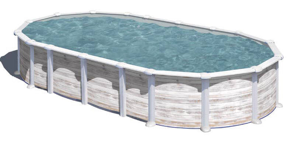 sconto Piscina Ovale Fuori Terra 730x375xh132 cm in Acciaio e PVC Gre Islanda