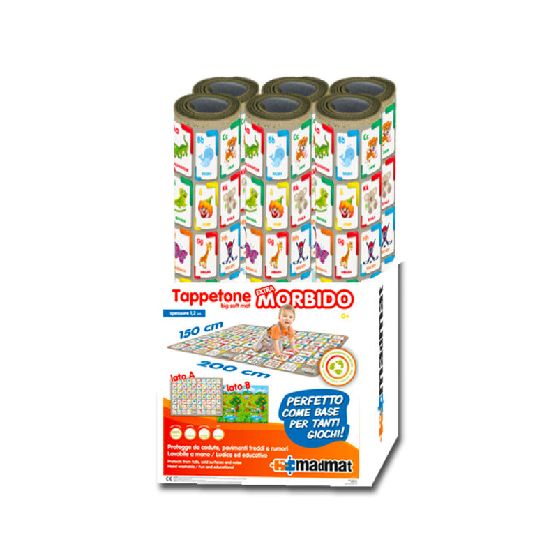 Tappeto Extramorbido per Bambini 200x150 cm Arrotolabile Doppia Grafica Multicolore