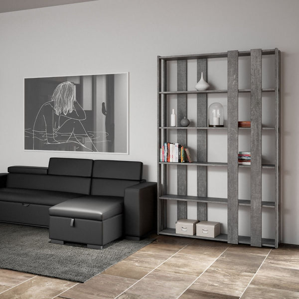 acquista Libreria Moderna 5 Ripiani 120x36x204 cm in nobilitato Cemento