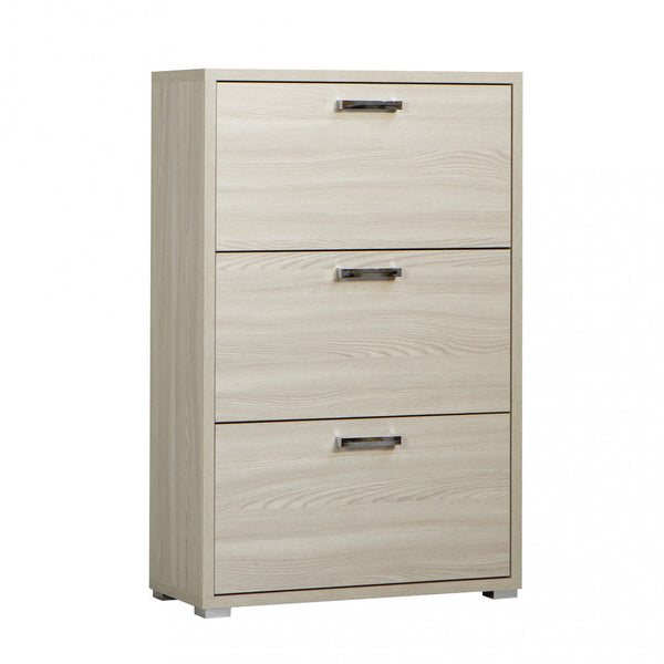 Schuhschrank mit 3 Klapptüren 75,3 x 33 x 115,7 h cm aus zweischichtiger Spanplatte Ulme sconto