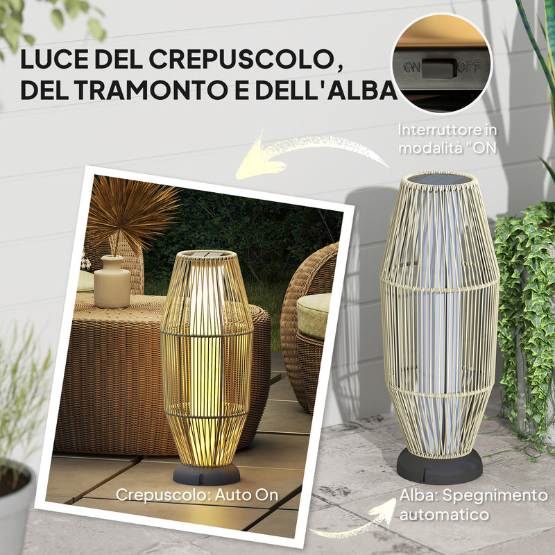Lampada Solare da Terra da Giardino Ø26x72 cm con Illuminazione LED in PE Rattan e Acciaio Grigio  