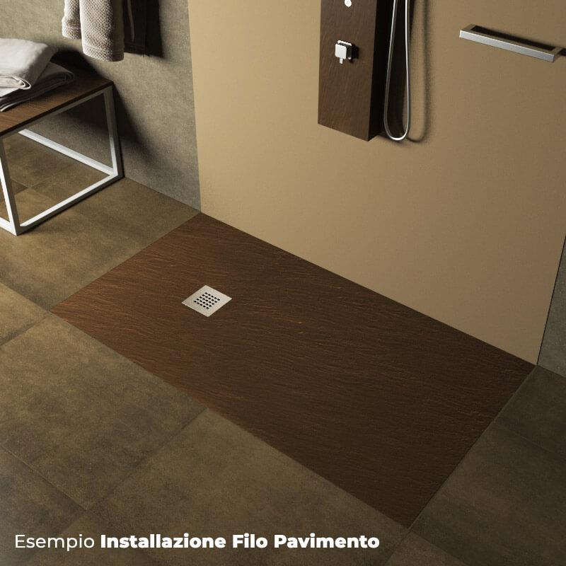 Piatto Doccia in Pietra  Pedrinelli Ardesia Stone Side Marrone Varie Misure