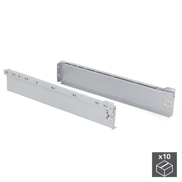 sconto Emuca Ultrabox Küchenschubladen-Kit H86 mm T 500 mm Metallgrauer Stahl 10-tlg