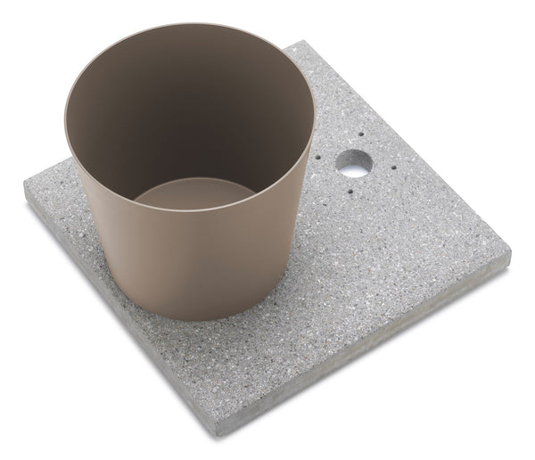 sconto Base con Vaschetta per Fontane con Ghiera Piccola 40x40x5 cm in Cemento Belfer 42/BSE/4 Tortora