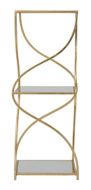 Porta Telefono Twisty Square 30x30x80 cm in Ferro e Specchio e MDF Oro